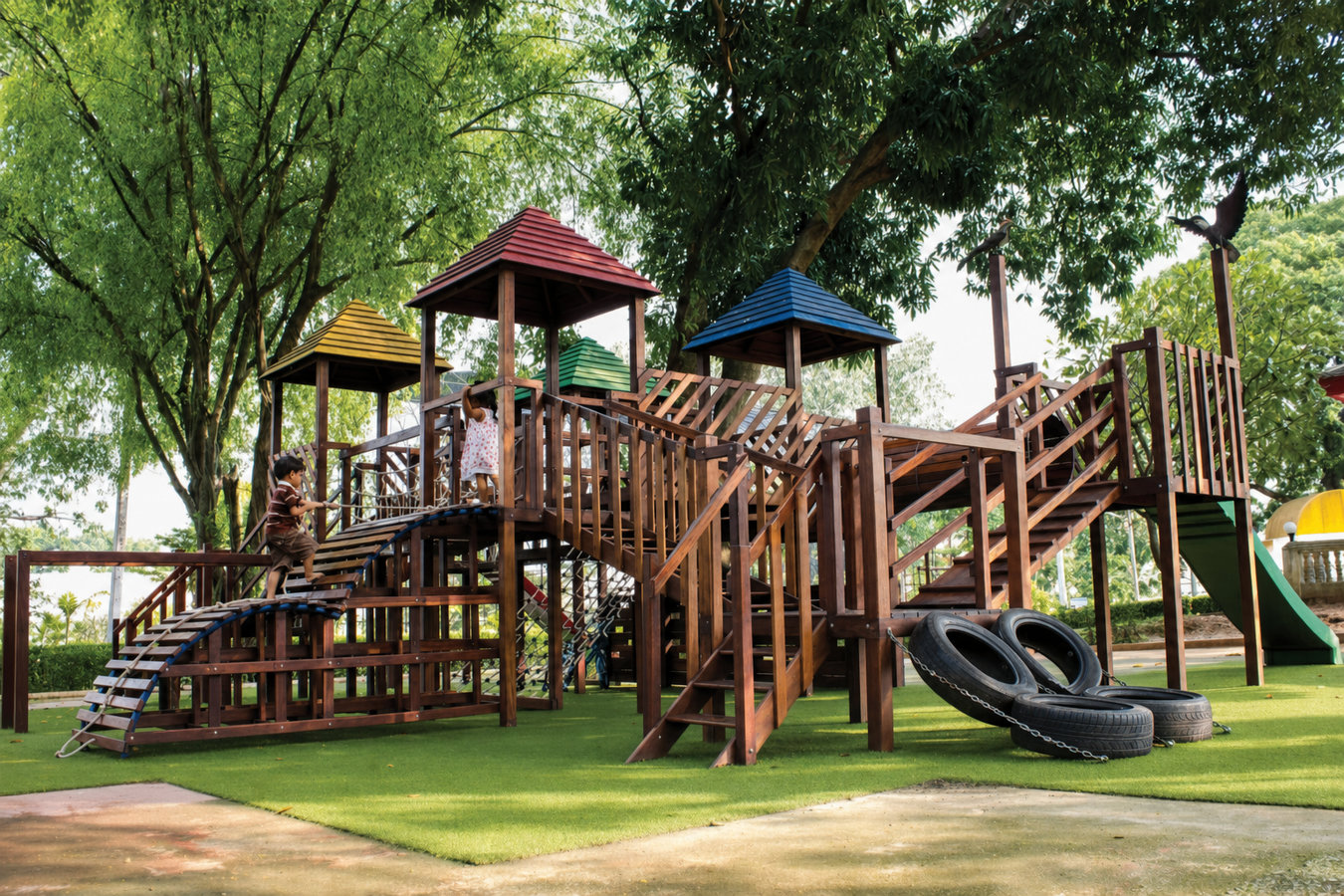 Turf for playgrounds